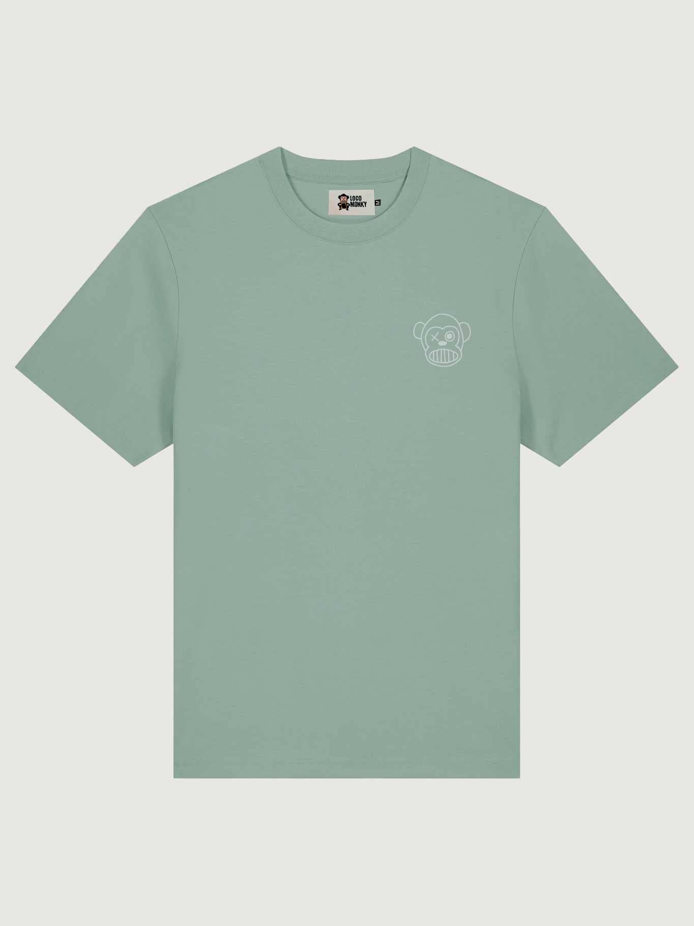 T-shirt unisex verde con ricamo Loco Monky