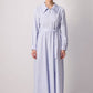 Abito camicia maxi azzurro con cintura e colletto con zip