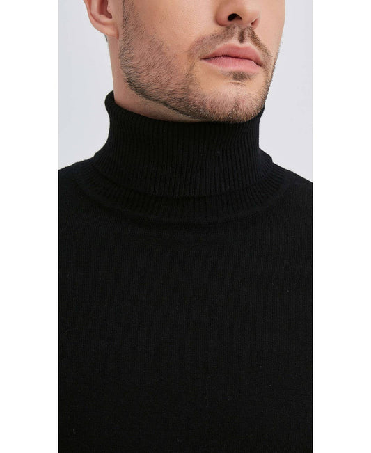 Maglione dolcevita effetto cashmere nero taglie forti