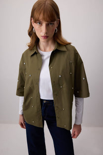 Camicia ricamata con pietre