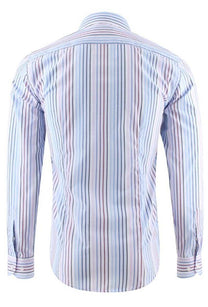 Camicia slim fit a righe blu e bordeaux