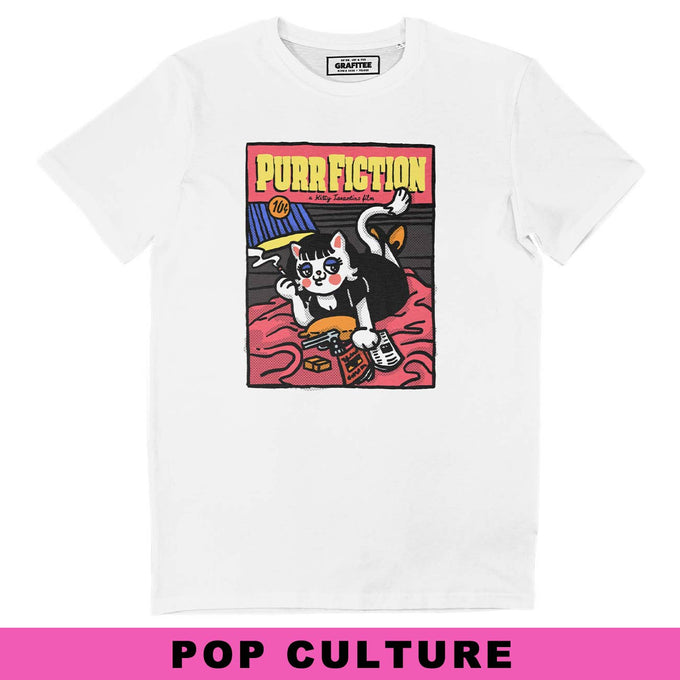 T-shirt unisex in cotone biologico con stampa Purr Fiction