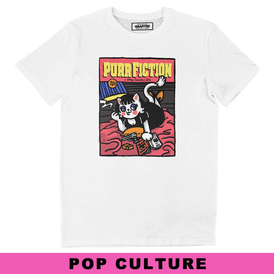 T-shirt unisex in cotone biologico con stampa Purr Fiction