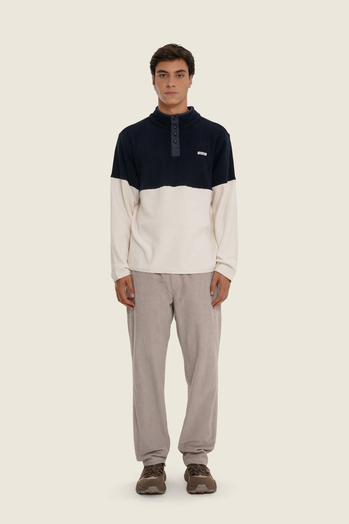 Maglione in pile bicolore unisex Carbon White