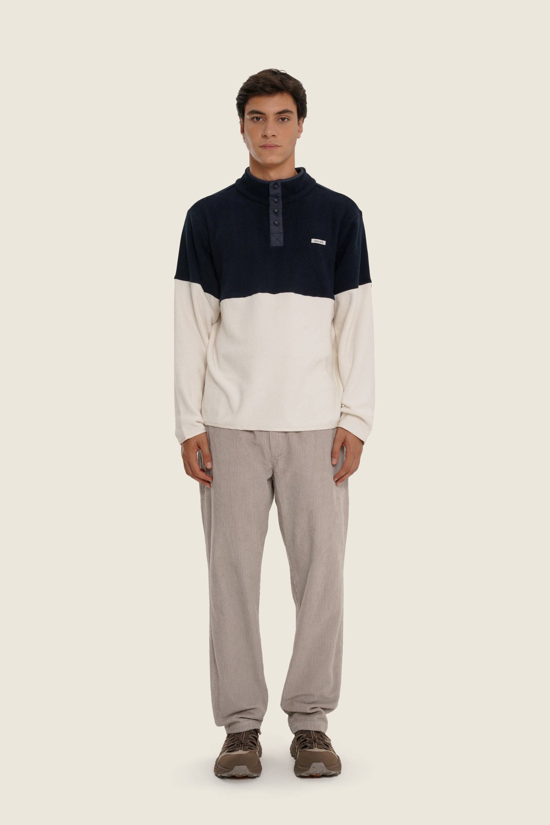 Maglione in pile bicolore unisex Carbon White