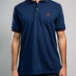 Polo antimacchia blu con dettagli rossi