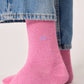 Calzini glitterati in cotone pettinato rosa