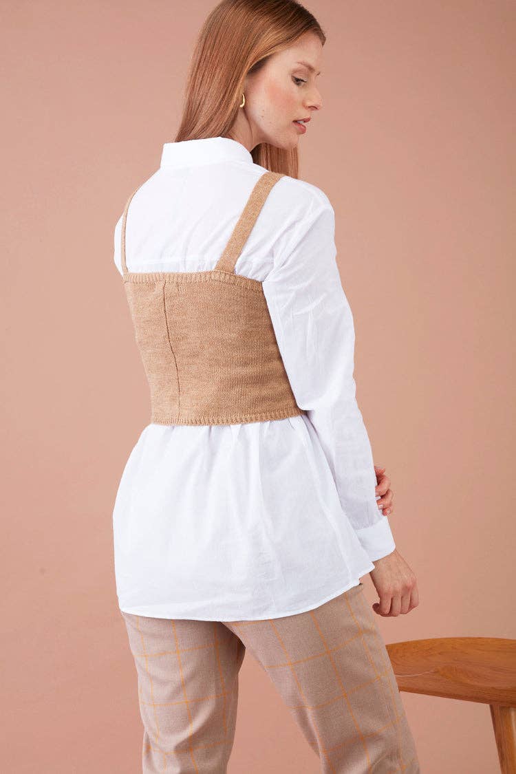 Top in maglia cropped con spalline