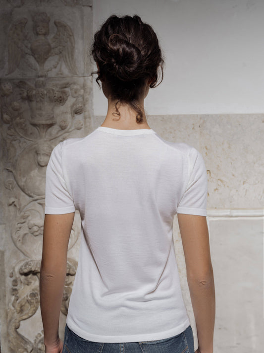 T-shirt in lana merino e seta