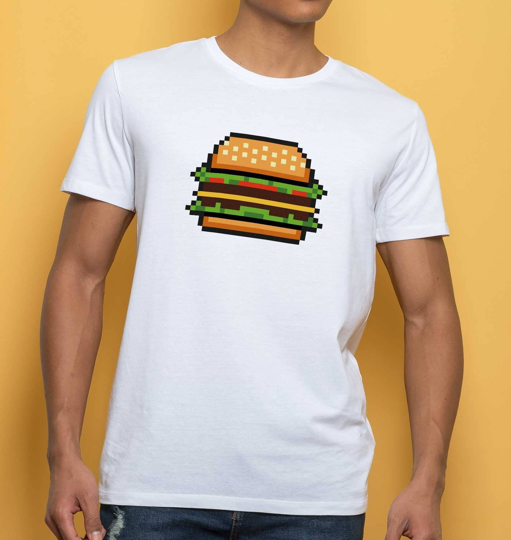 T-shirt Burger Pixel in cotone biologico