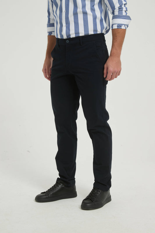 Pantaloni chino elasticizzati blu marino