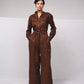Pantaloni larghi in lino con vita elasticizzata e coulisse