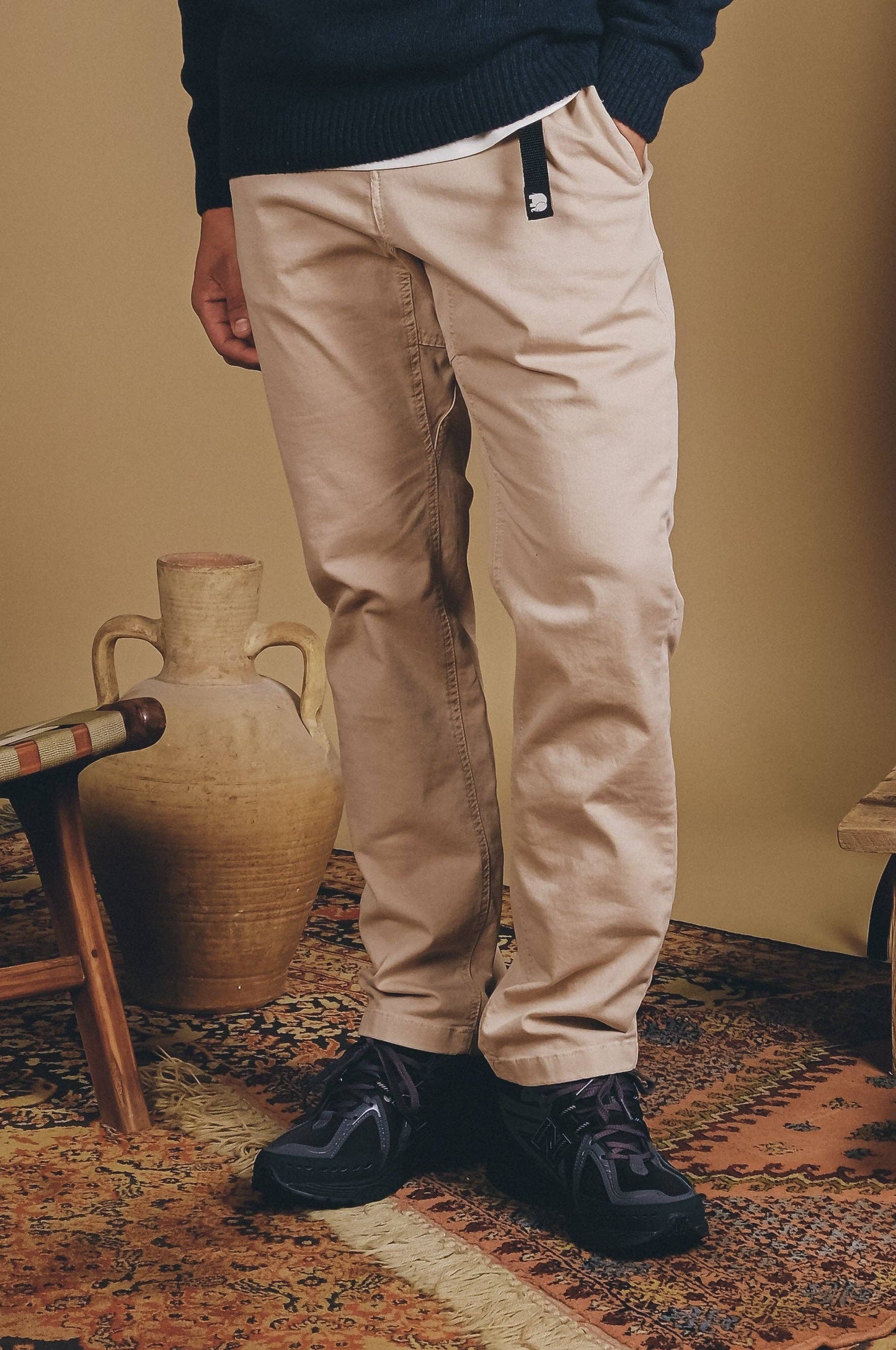 Pantaloni da arrampicata in cotone EcoDye color sabbia