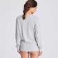 Maglia Henley a Costine in Cotone Biologico Grigio Chiaro Mélange