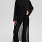 Tunica nera in chiffon con collo in velluto