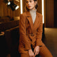 Blazer con cintura in velluto a coste