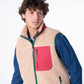 Gilet sherpa unisex con zip beige e bordeaux