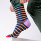 Calzini a righe larghe in cotone pettinato navy e beige