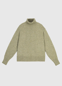 Maglione dolcevita aderente color salvia