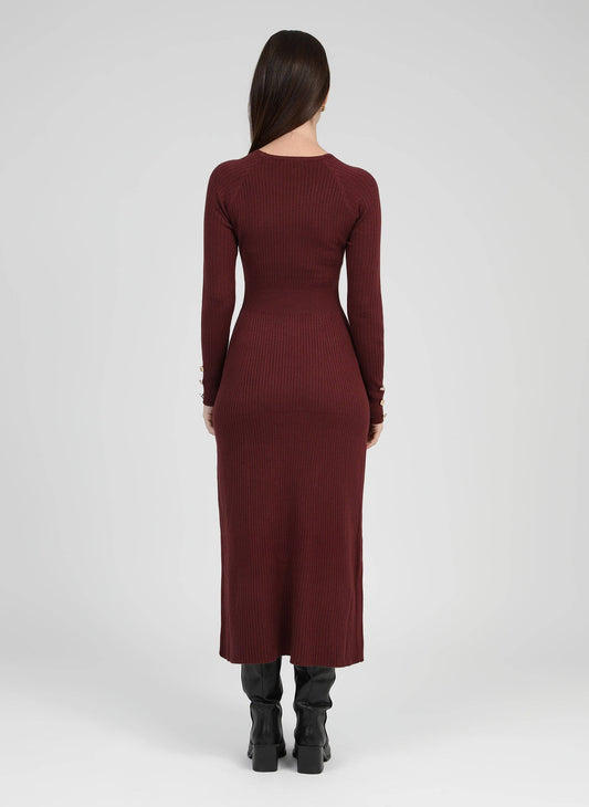 Abito midi Naka a costine color granata