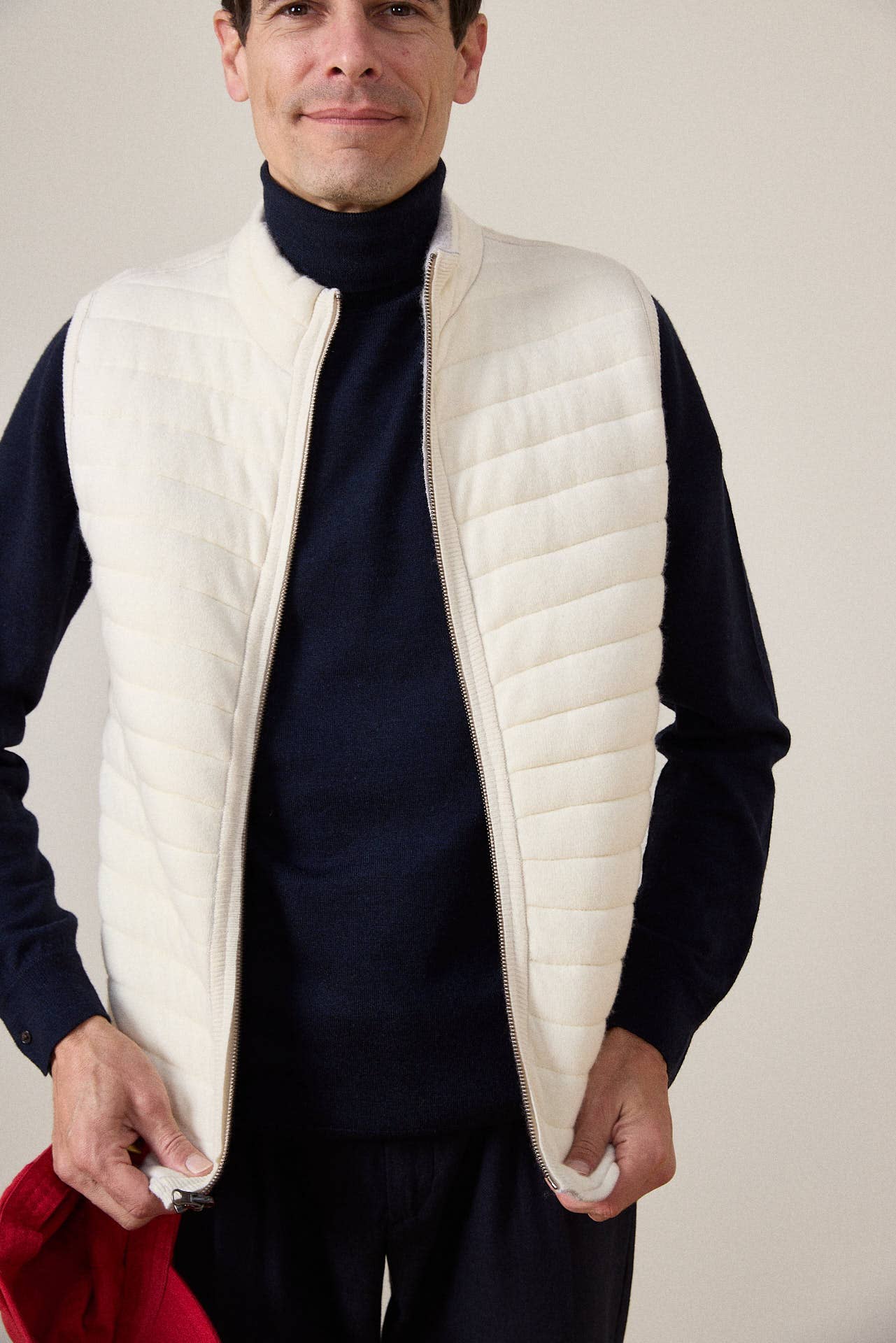 Gilet reversibile imbottito grigio latte