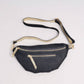 Marsupio in suede con dettagli in pelle dorata