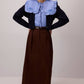 Camicia blu con colletto alla marinara arricciato