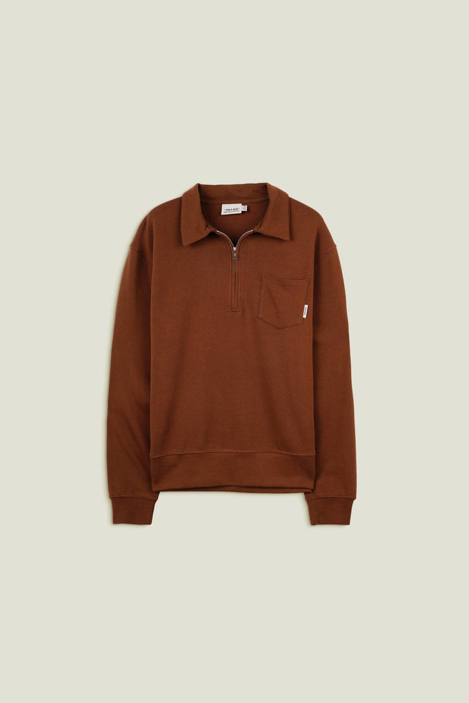 Felpa Earth con zip e collo polo