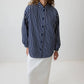 Giacca in gabardine a righe blu navy