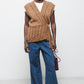 Gilet in maglia strutturata con scollo a V