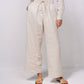 Pantaloni larghi in lino con vita elasticizzata e coulisse