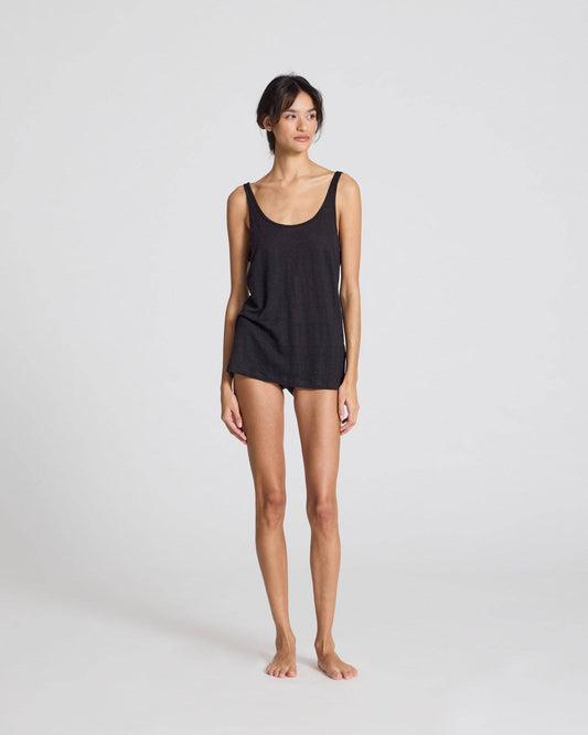 Top in lino Synne nero