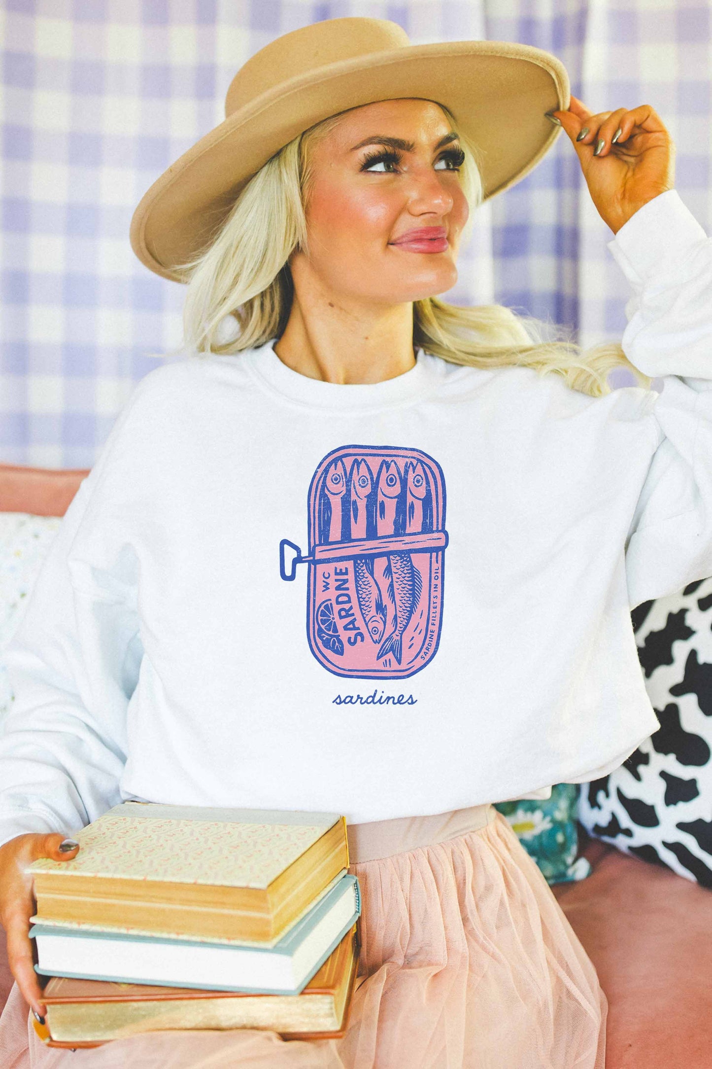Felpa oversize con stampa sardine