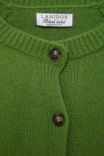 Cardigan in lana a maglia rasata con bottoni a contrasto