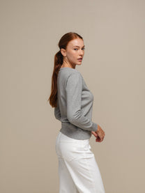 Maglione in maglia con scollo a V da donna in misto viscosa