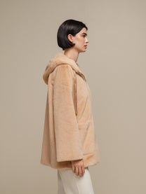 Cappotto in pile con cappuccio e zip