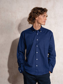 Camicia in popeline di cotone con colletto button-down