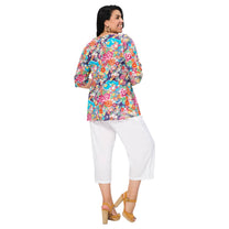 Camicetta estiva floreale multicolore con maniche 3/4