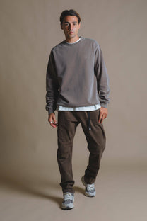 Maglione pesante pigmentato Essential grigio pietra