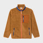 Giacca sherpa unisex cammello con zip e dettagli a contrasto