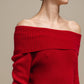 Maglione in maglia off-shoulder a coste