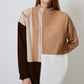 Tunica in maglia color block con collo alto