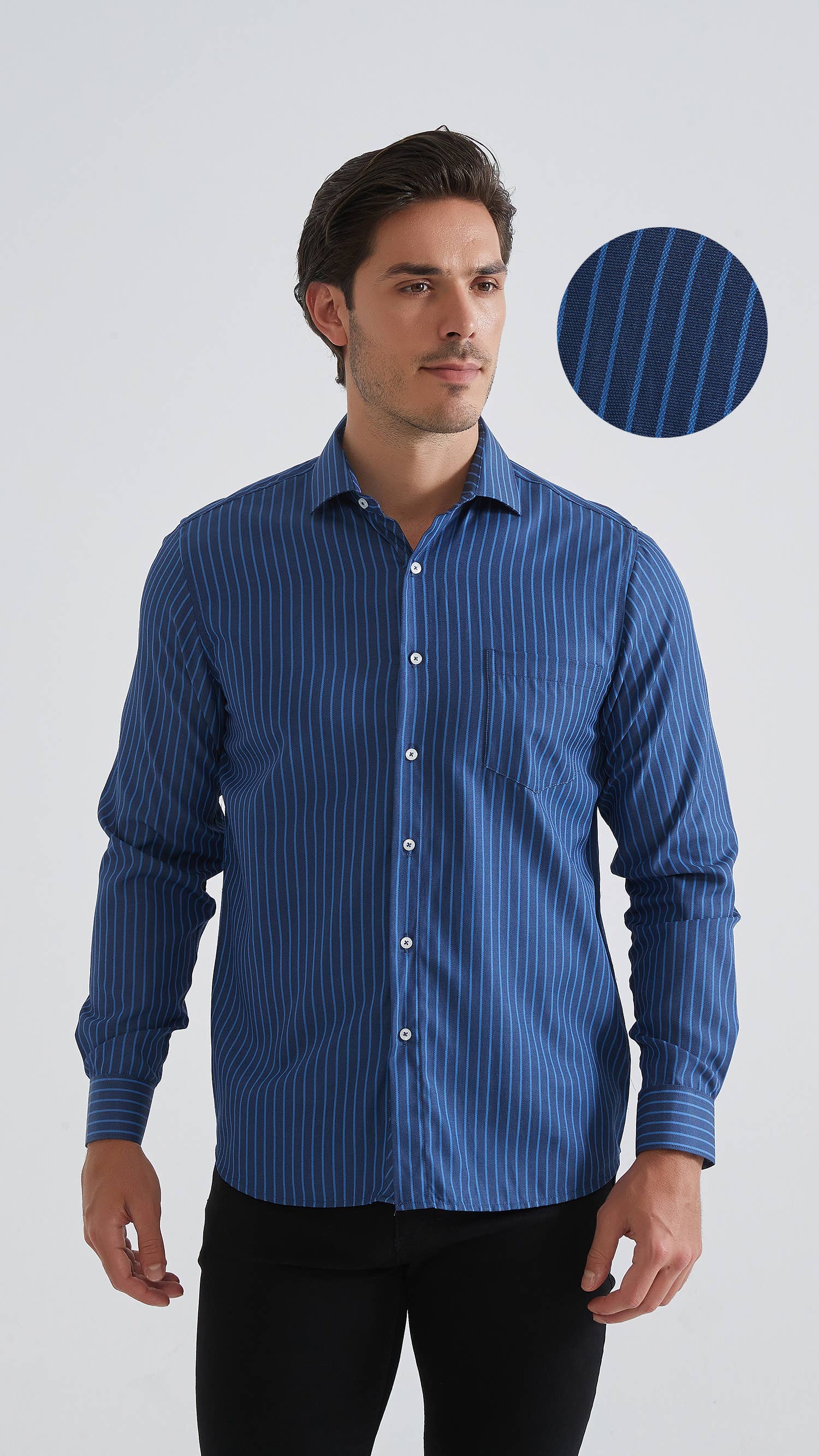 Camicia a righe comfort blu navy