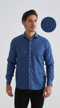 Camicia a righe comfort blu navy