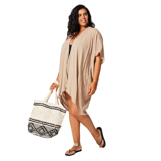 Kimono estivo beige midi in cotone