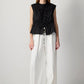 Gilet utility nero con coulisse in vita in misto cotone