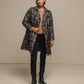 Cappotto trench fantasia geometrica con cintura