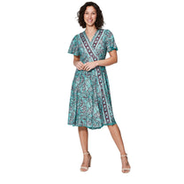 Abito estivo midi boho a portafoglio con scollo a V