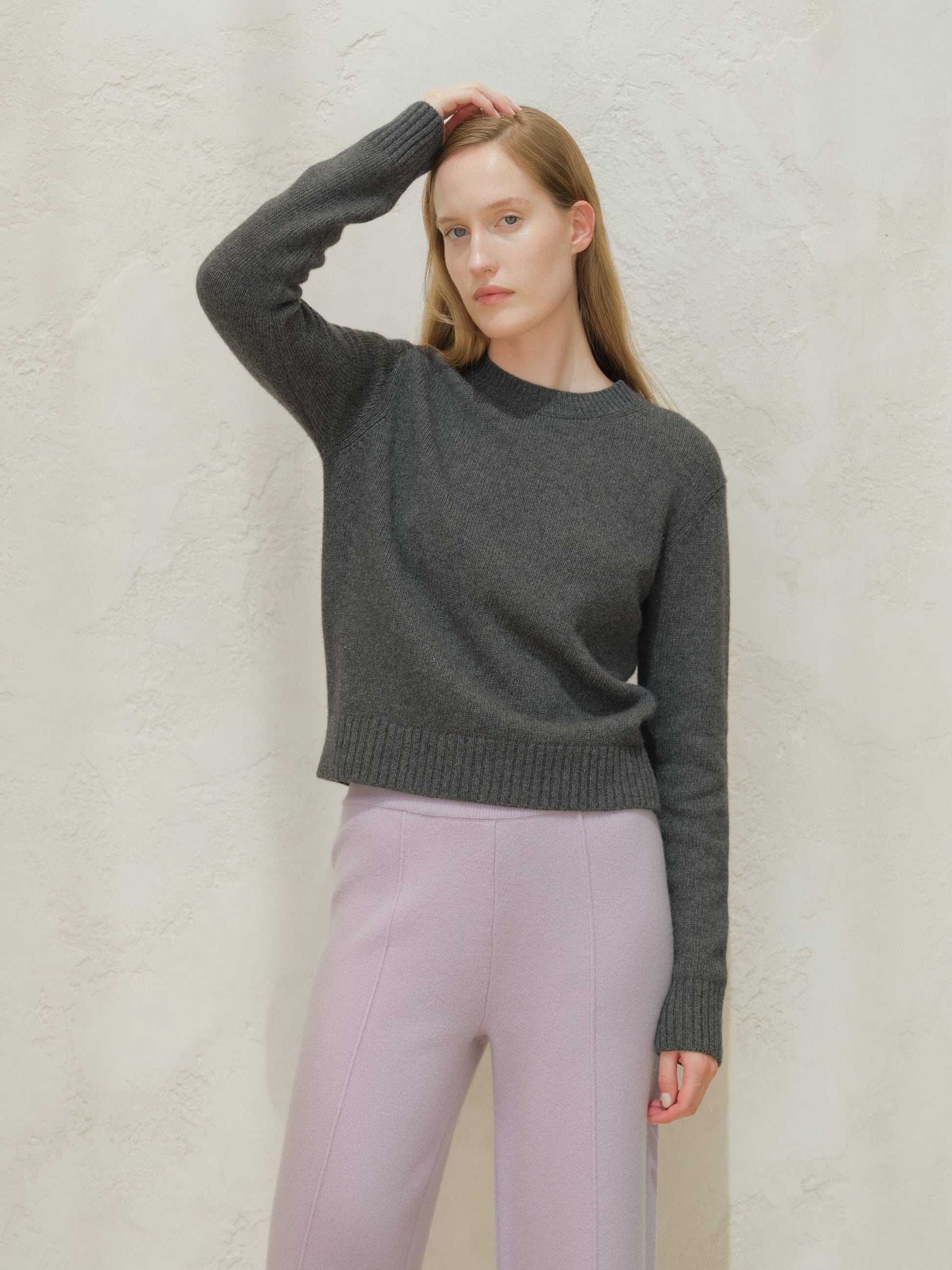 Maglione girocollo boxy in misto cashmere