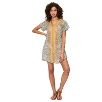 Abito corto estivo boho in cotone con scollo a V